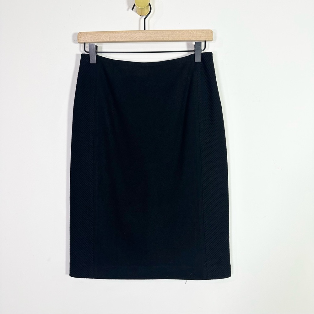 Kay Unger New York Black Ribbed Pencil Skirt